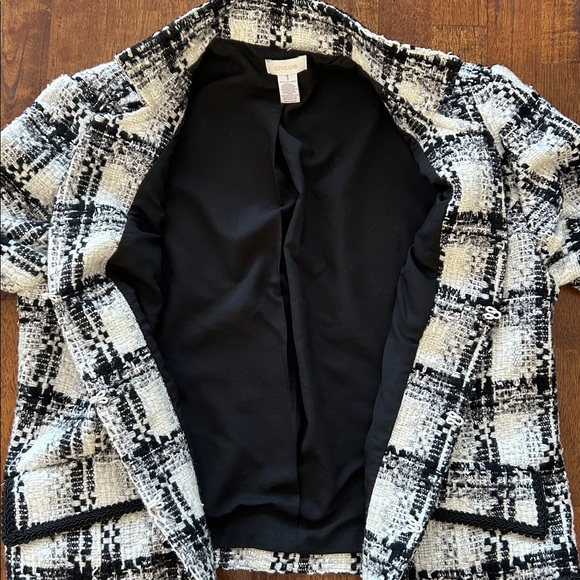 Chico’s Women’s chic classic timeless Black White Tweed Wool Blend Blazer size 1 - Picture 2 of 7